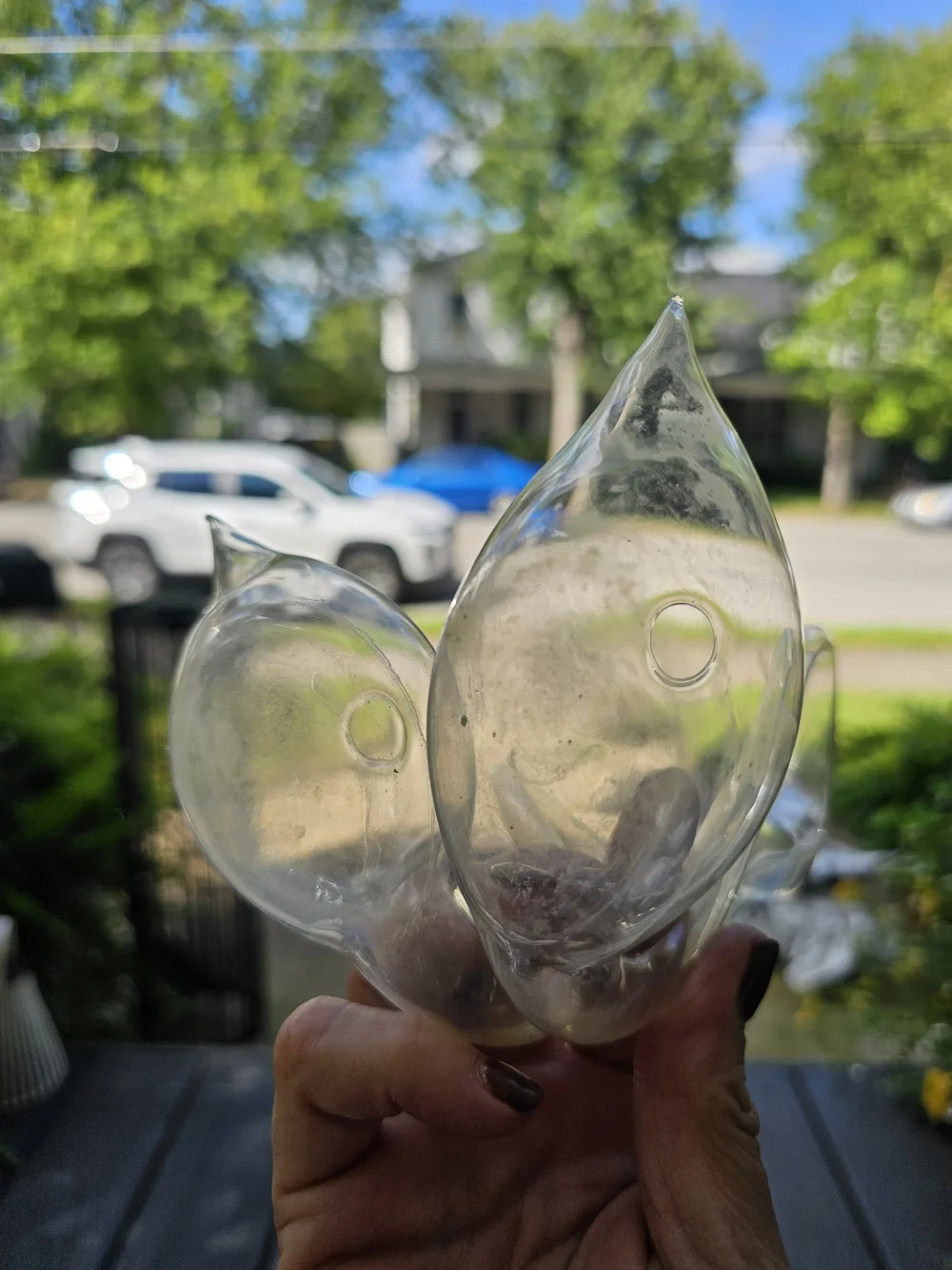 Vintage Hand Blown Glass Swan Vases - Pair of 2 Clear Propagation Bud Vases